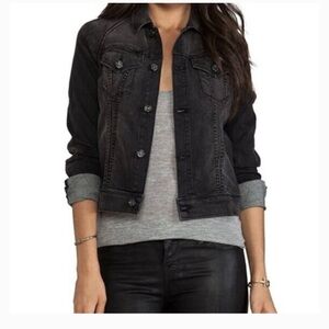 Mother The Bully Denim Jacket Women’s Size S Last Ride Black Jean Stretch